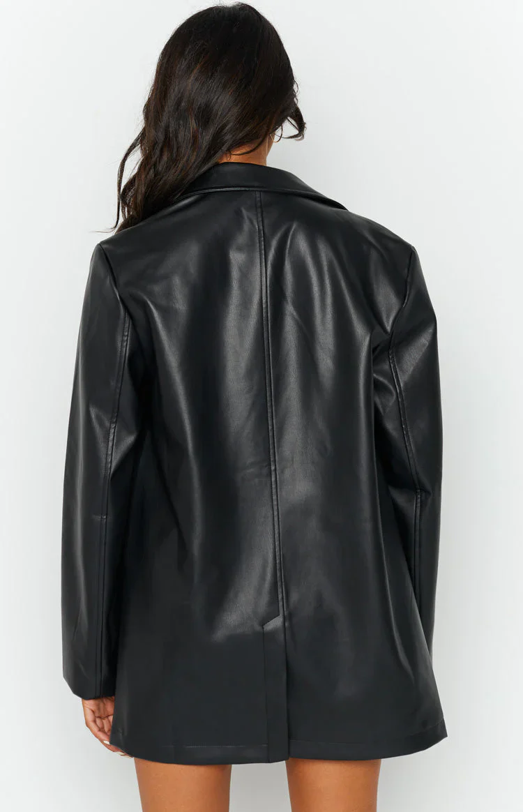 Galantis Black PU Blazer