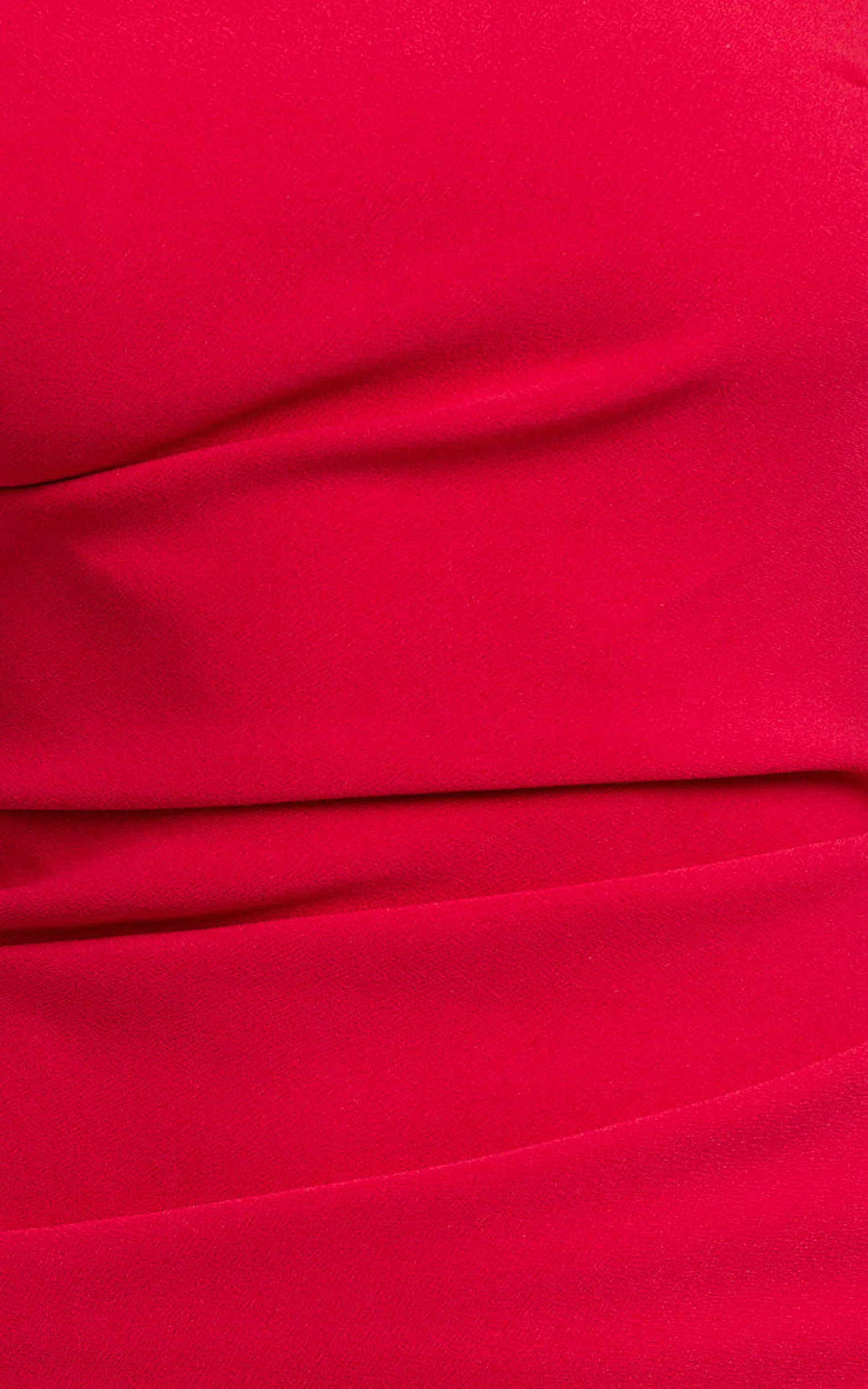 Yolanda Mini Dress - One Shoulder Asymmetric Draped Bodycon Dress in Red