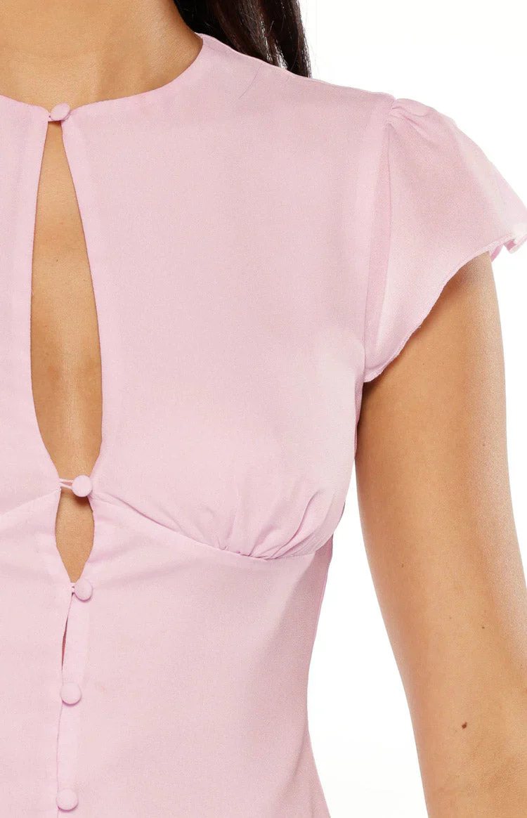 Delta Pink Keyhole Woven Top