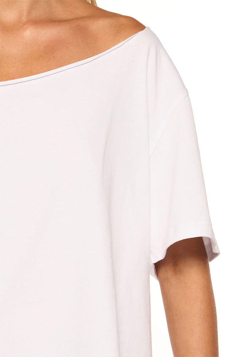 Henrie White Off Shoulder Boxy Tee