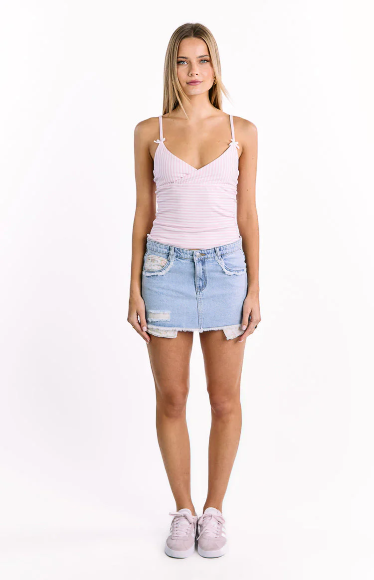 Sweetie White and Pink Stripe Top