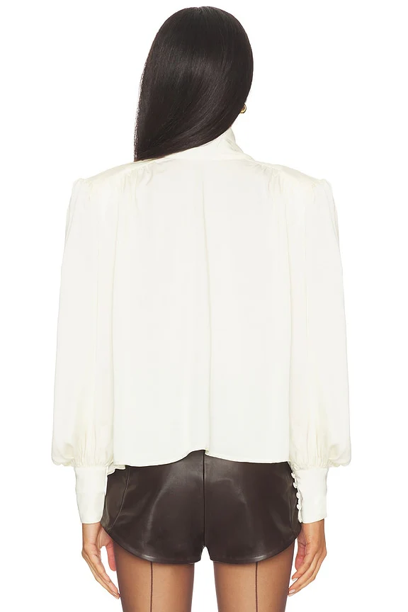 Revana Satin Tie Neck Blouse