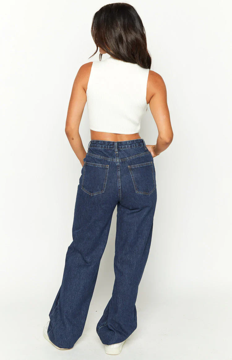 Essie Dark Blue Straight Leg Jeans