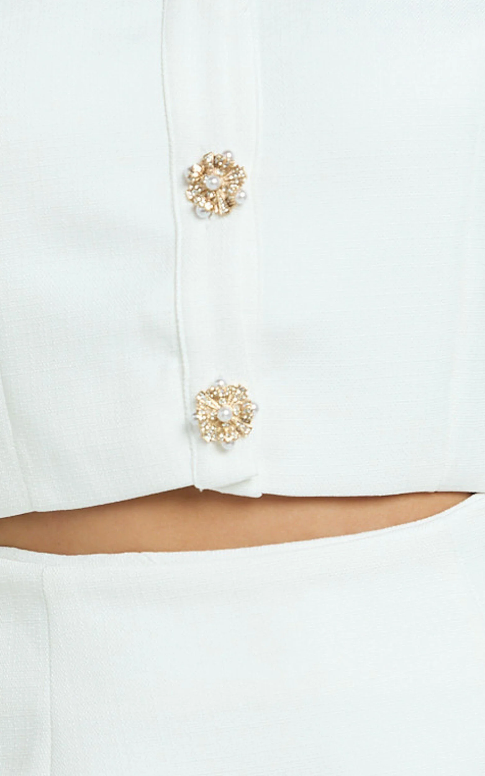 Addington Two Piece Set - Boucle Cap Sleeve Crop Jacket And Fitted Mini Skirt in White