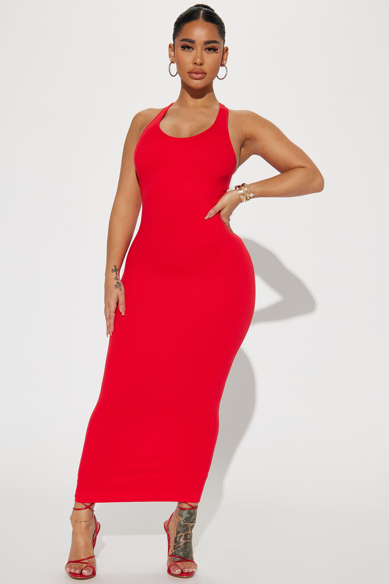 Anitta Seamless Midi Dress - Red - srietti