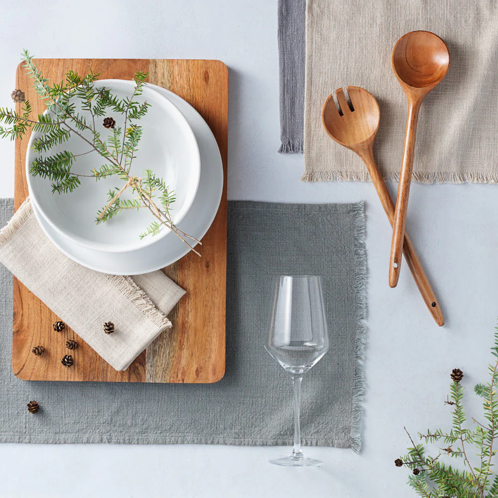 Organic Cotton 60'' Khaki Table Runner