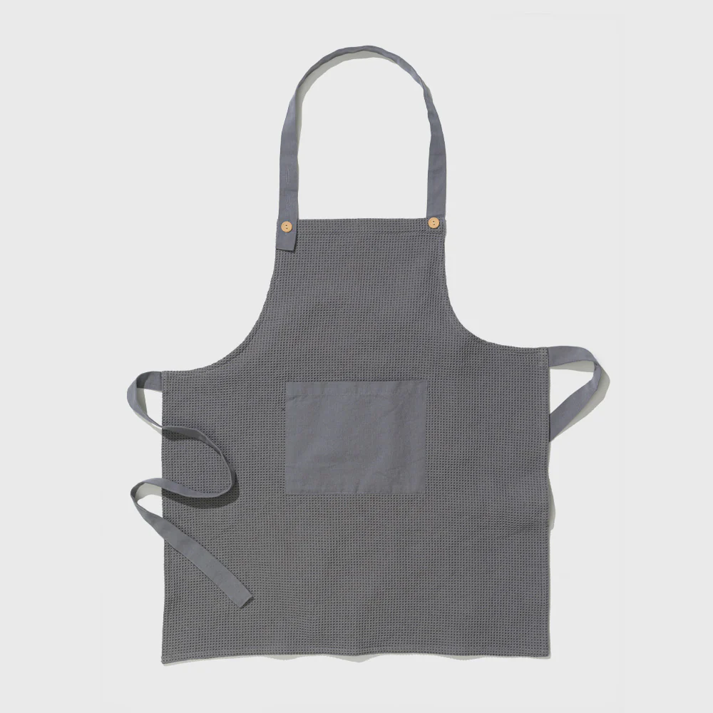 Organic Cotton Grey Waffle Weave Apron