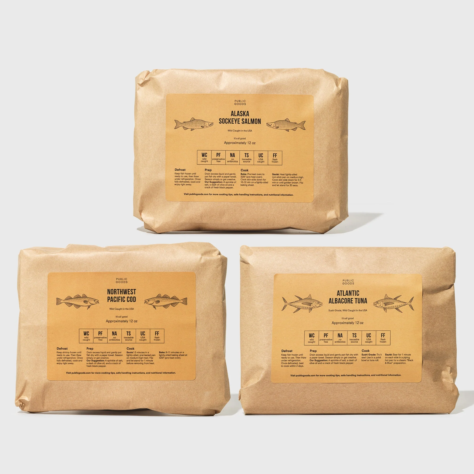 Salmon, Cod & Tuna Trio, 12 Servings
