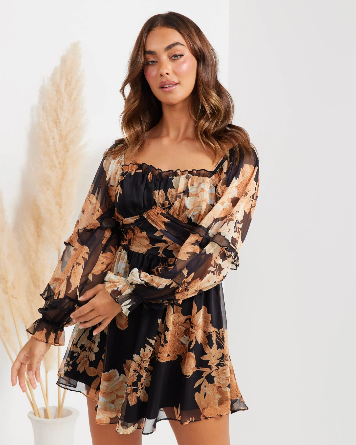 Robyn Dress-Black Floral