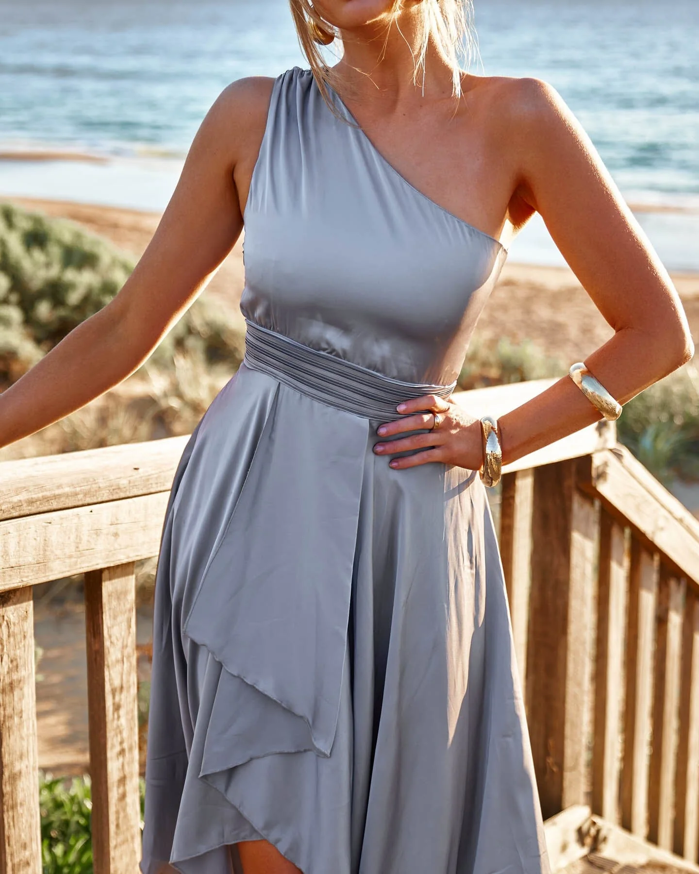 Kayla Dress-Steel Blue