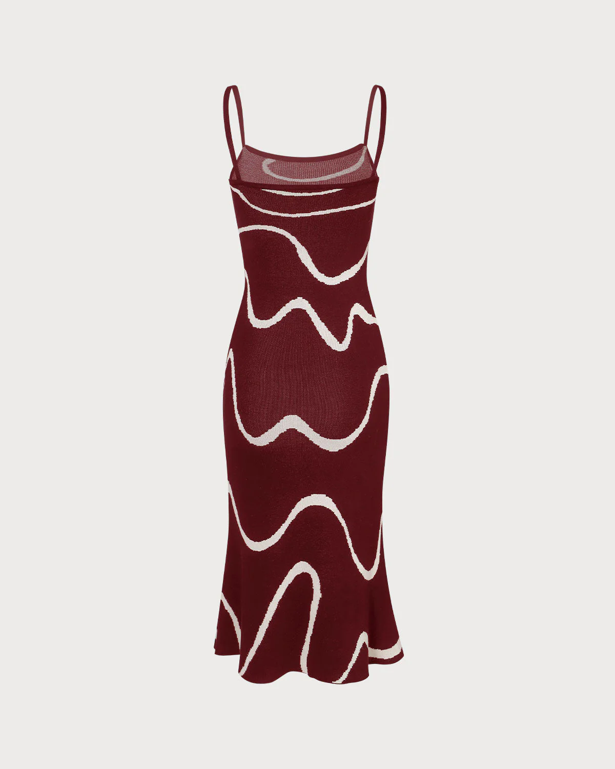 The Wine Red Wave Mermaid Knit Midi Dress