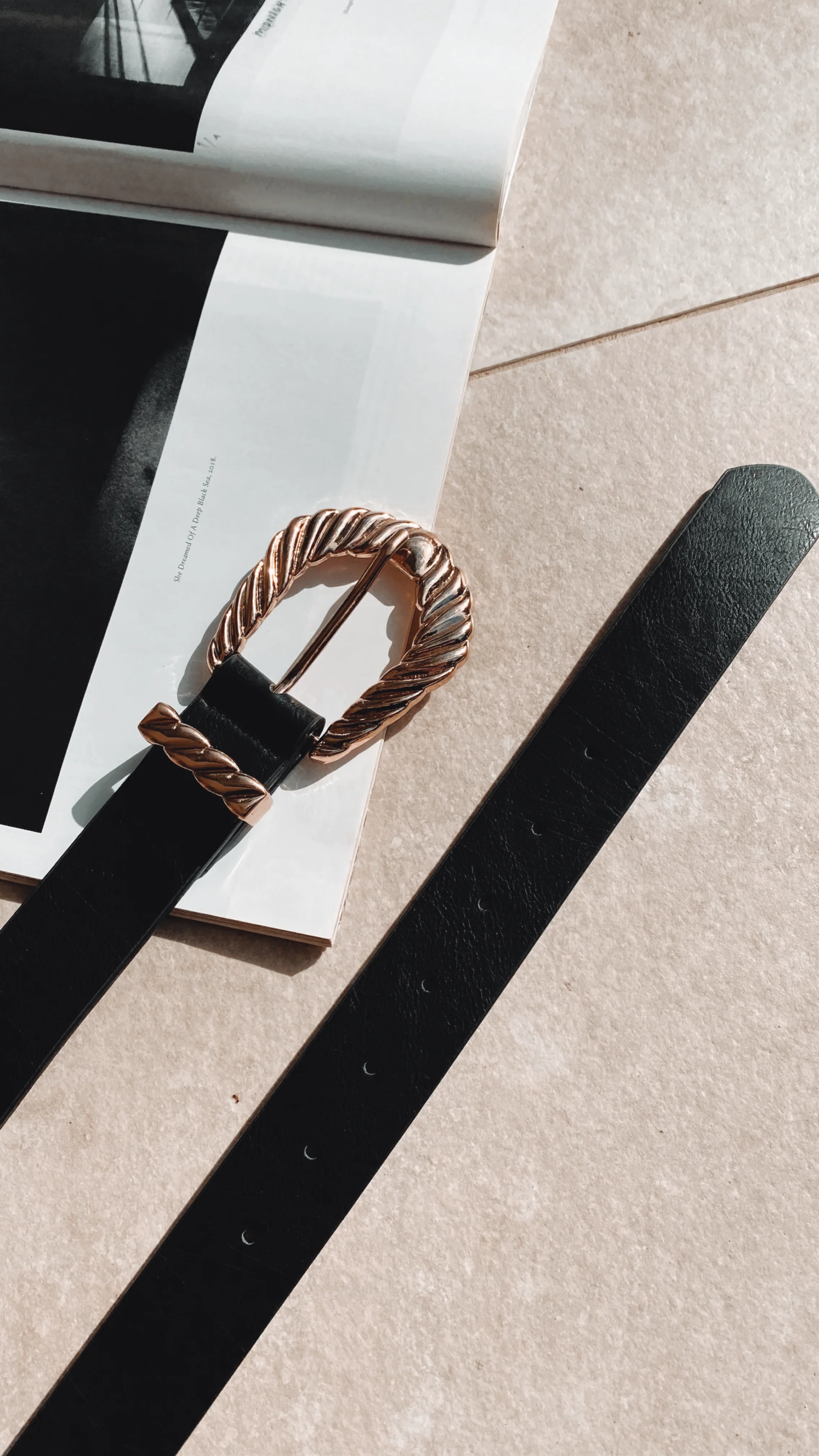 Amelie Twist Buckle Belt - Black/Gold