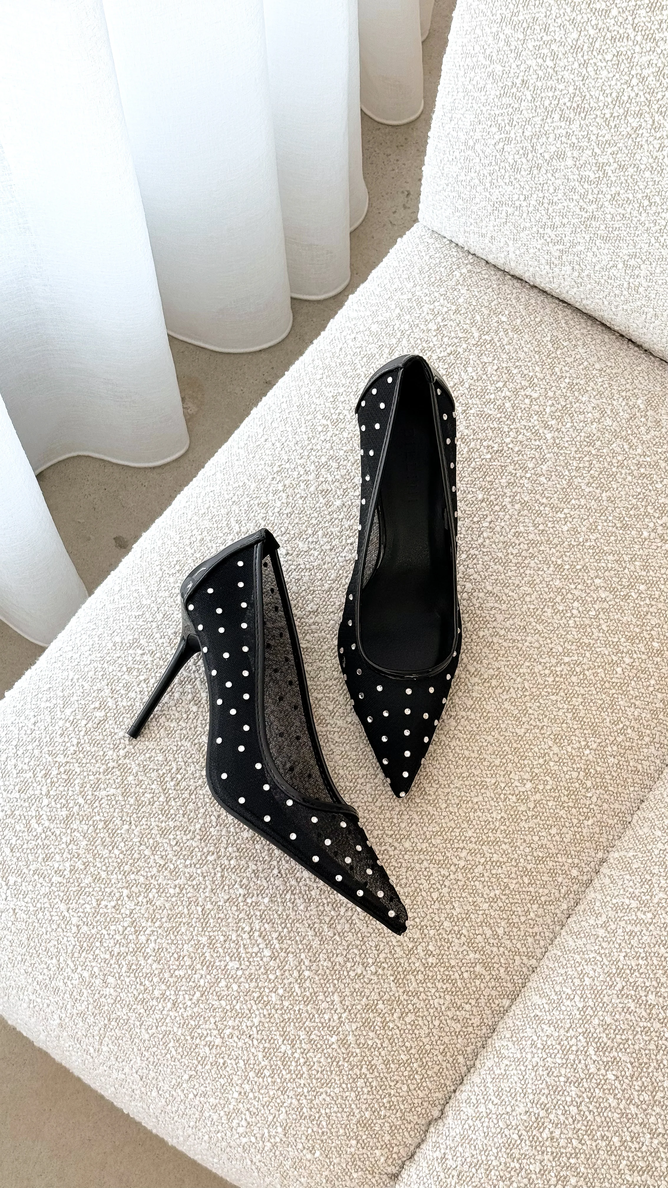 Lee Heels - Black Mesh Diamante