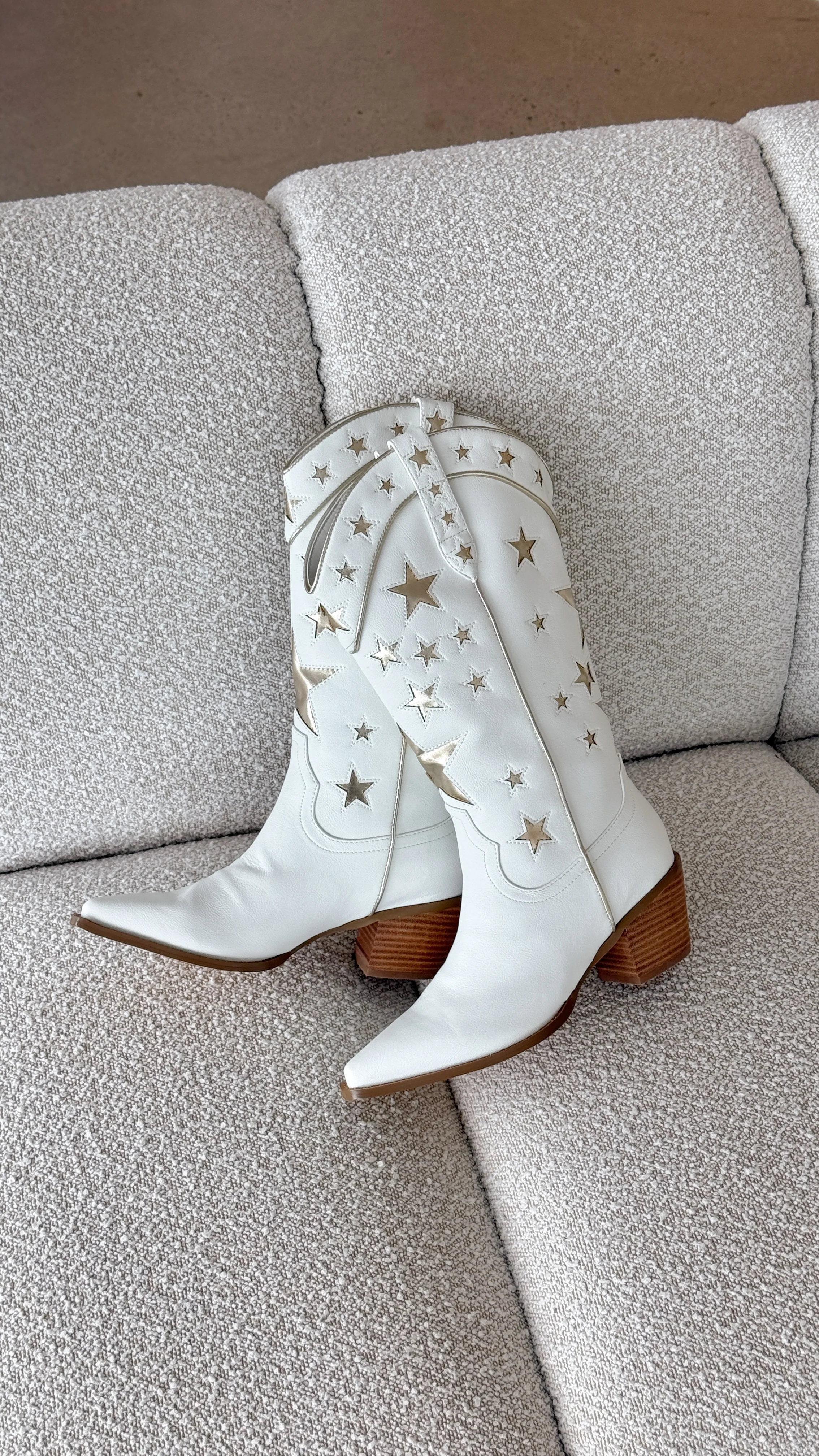 Dollie Boots - White-Gold Metallic