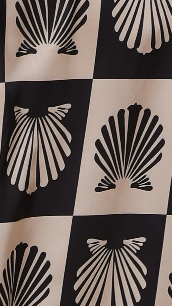 Camillie Shirt and Shorts Set - Black/Beige