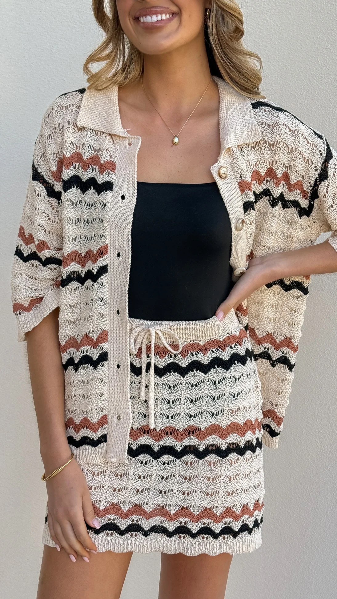 Greta Mini Skirt - Natural Stripe