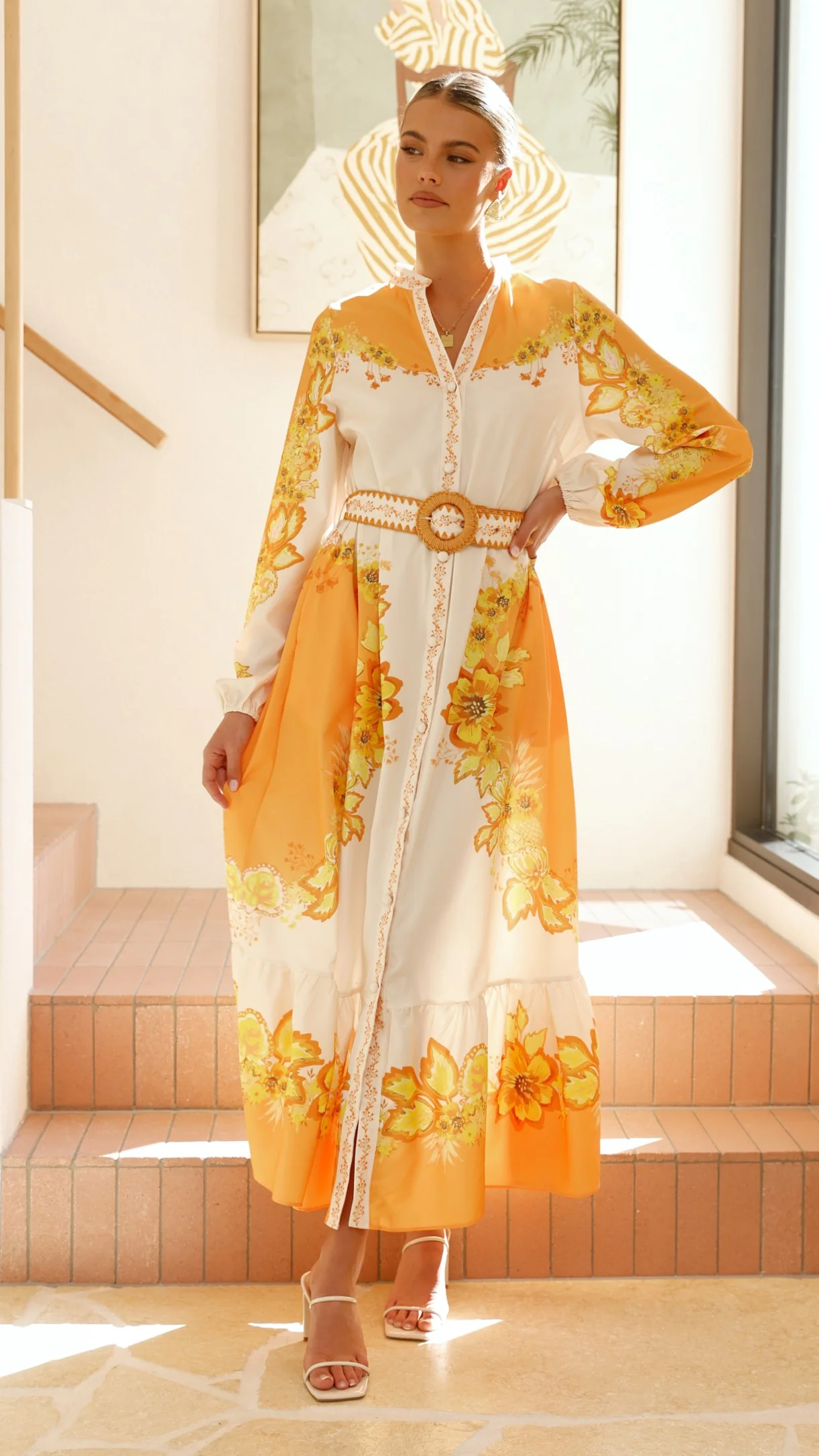 Addison Maxi Dress - Orange/Yellow Floral