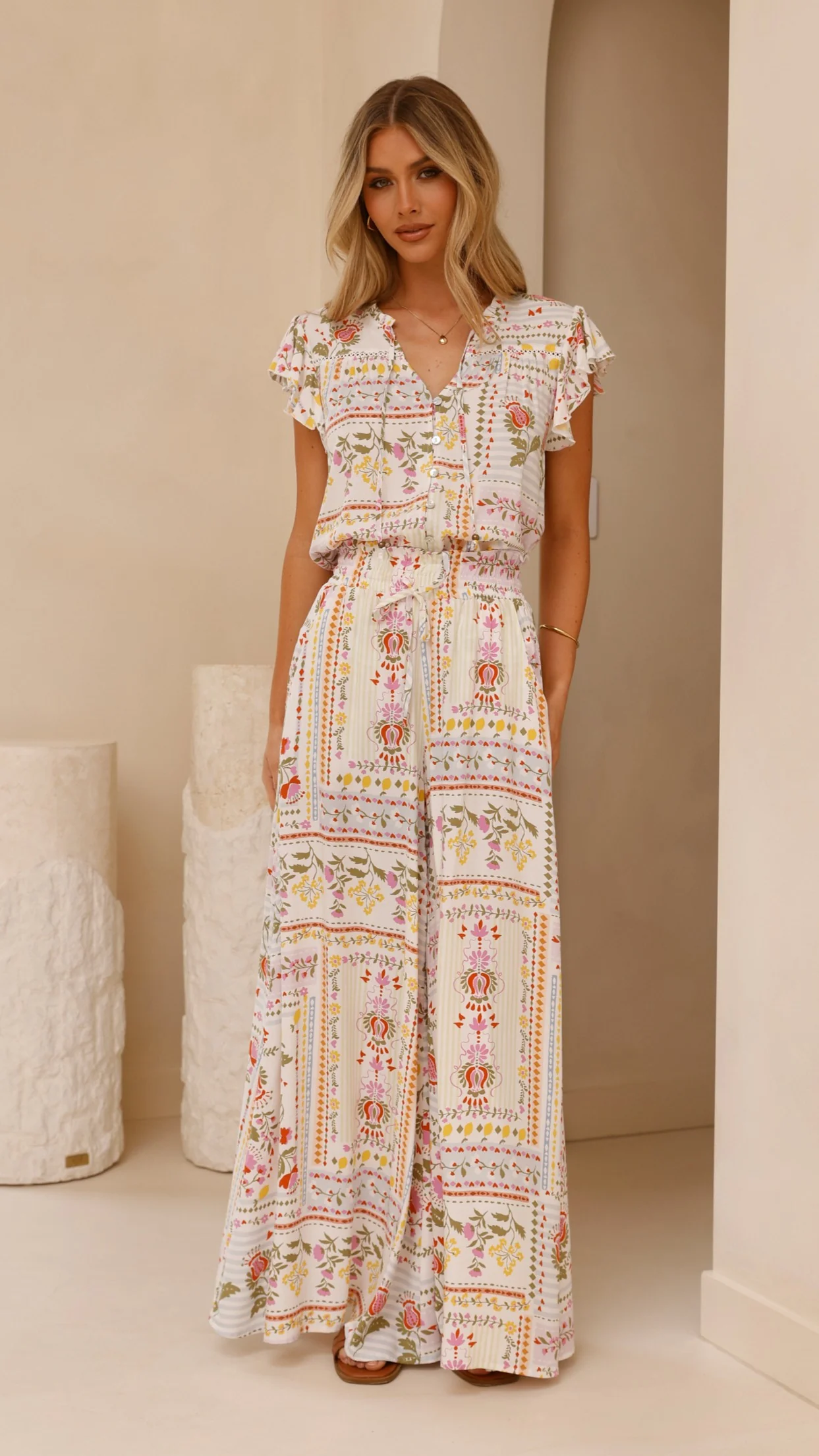 Lesley Short Sleeve Top - Leah Print