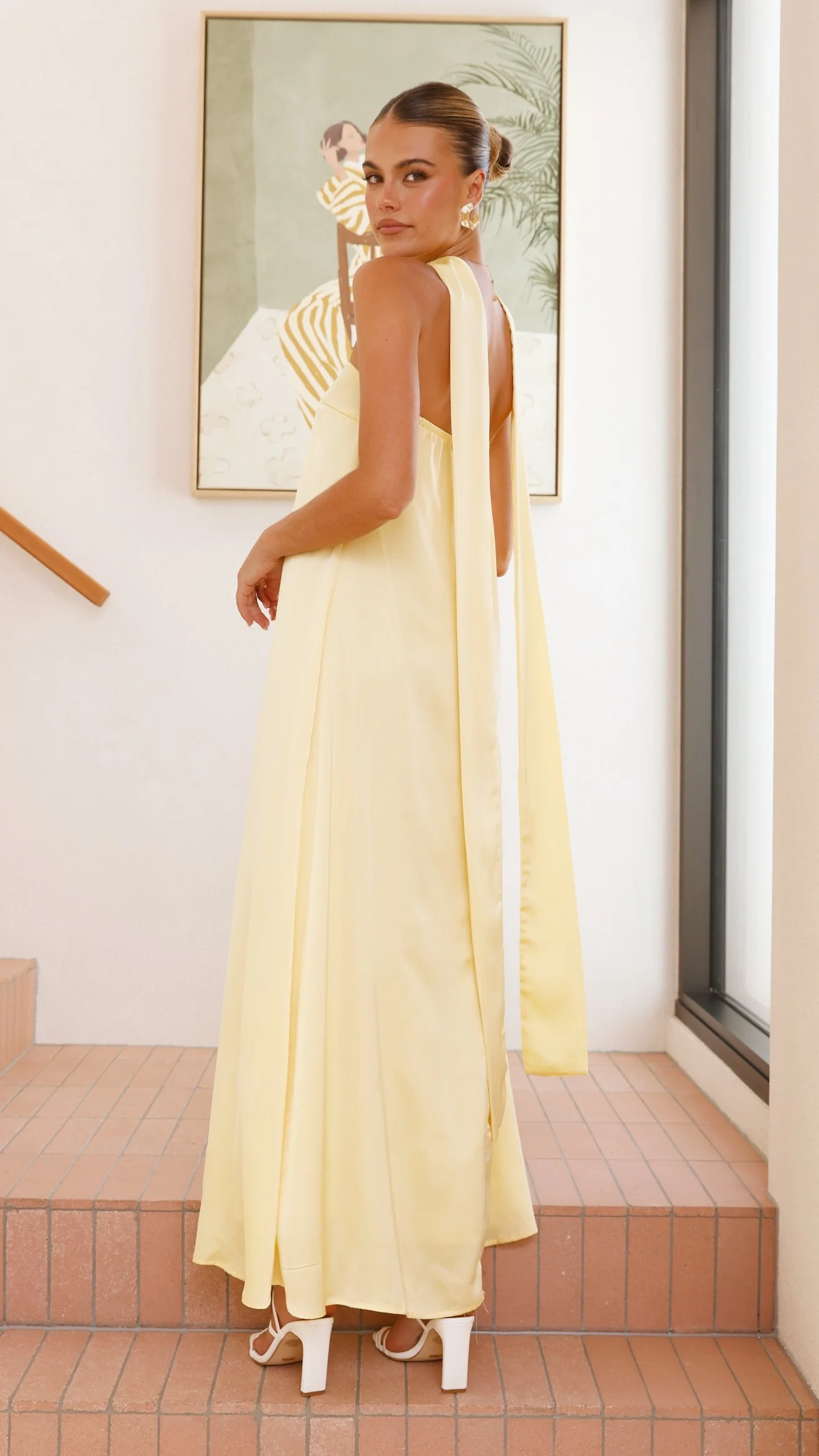 Caitie Strapless Scarf Maxi Dress - Yellow