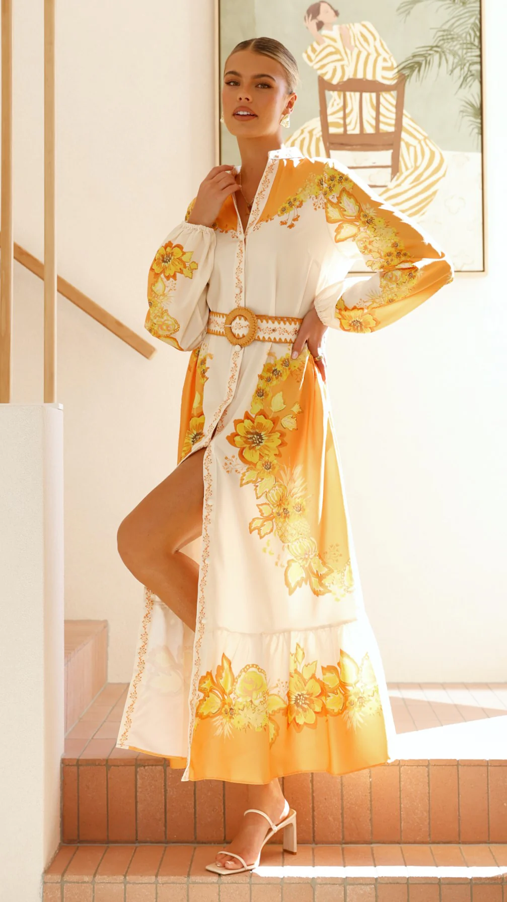 Addison Maxi Dress - Orange/Yellow Floral