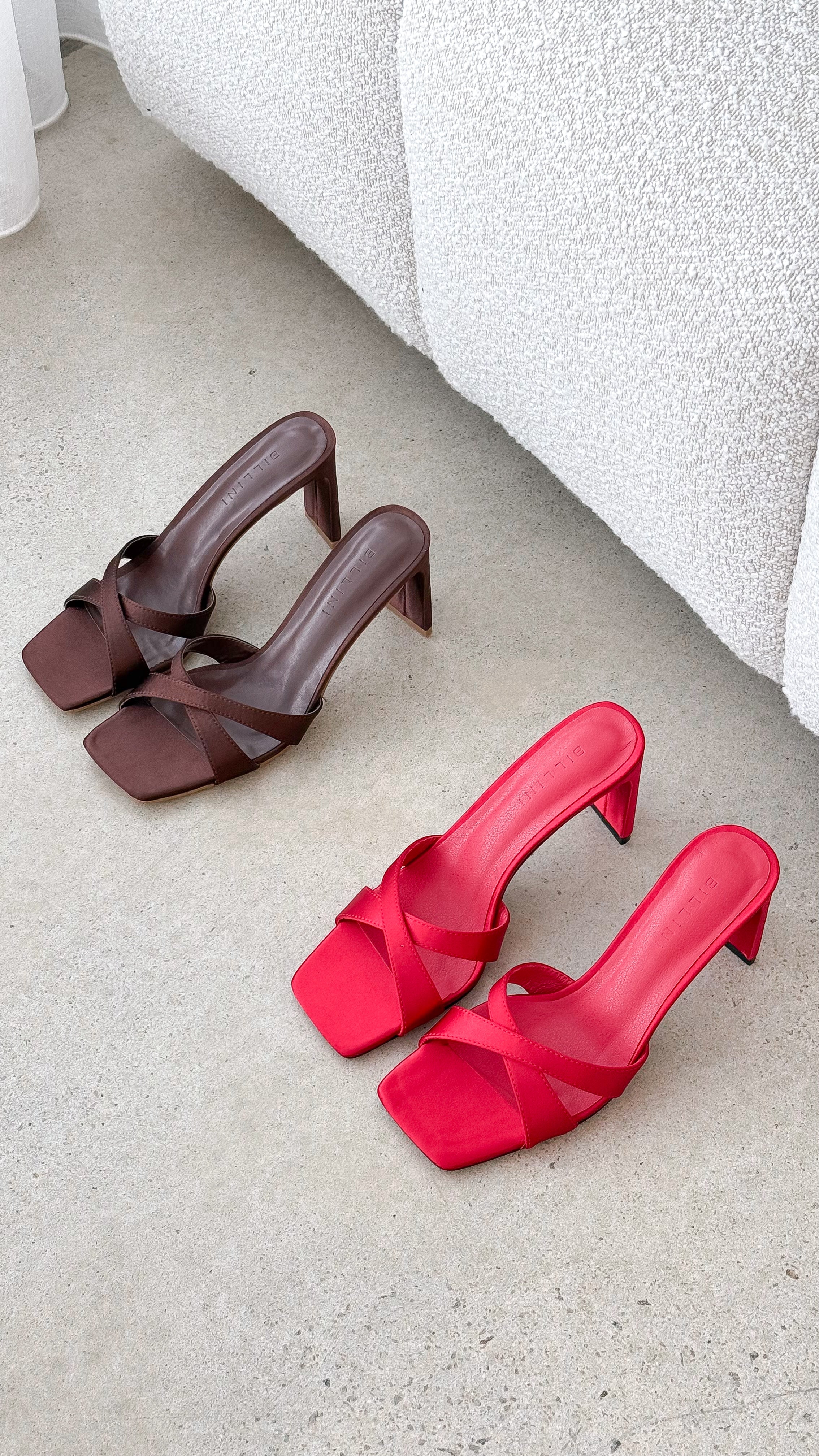 Kelsie Heels - Espresso Satin