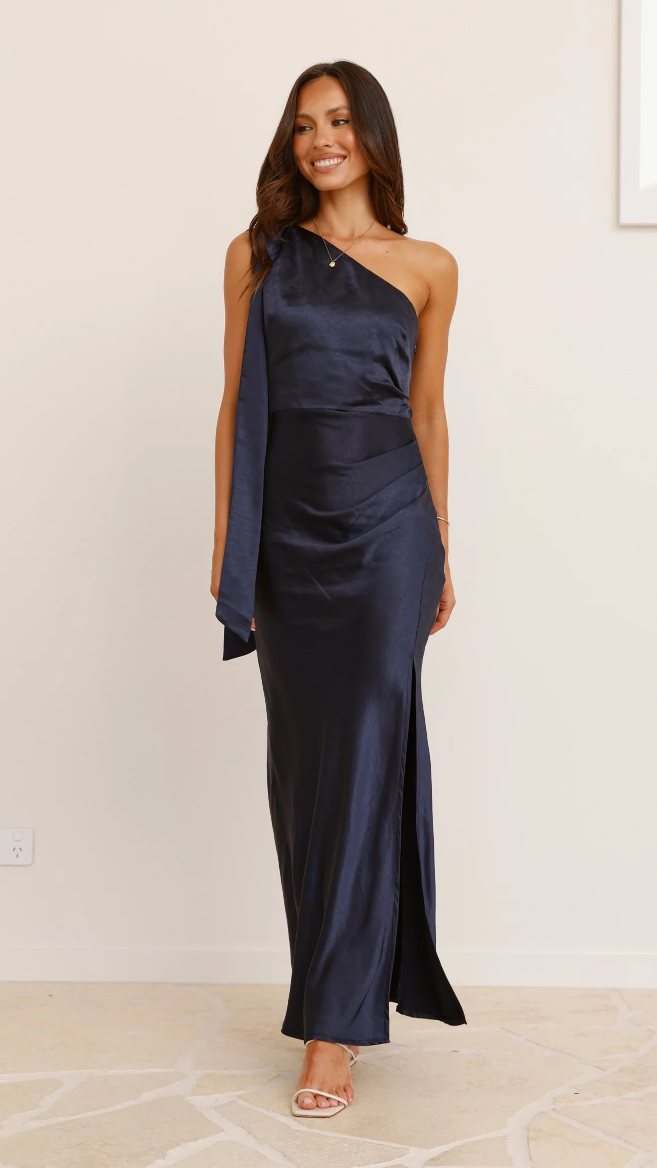 Halle One Shoulder Maxi Dress - Navy