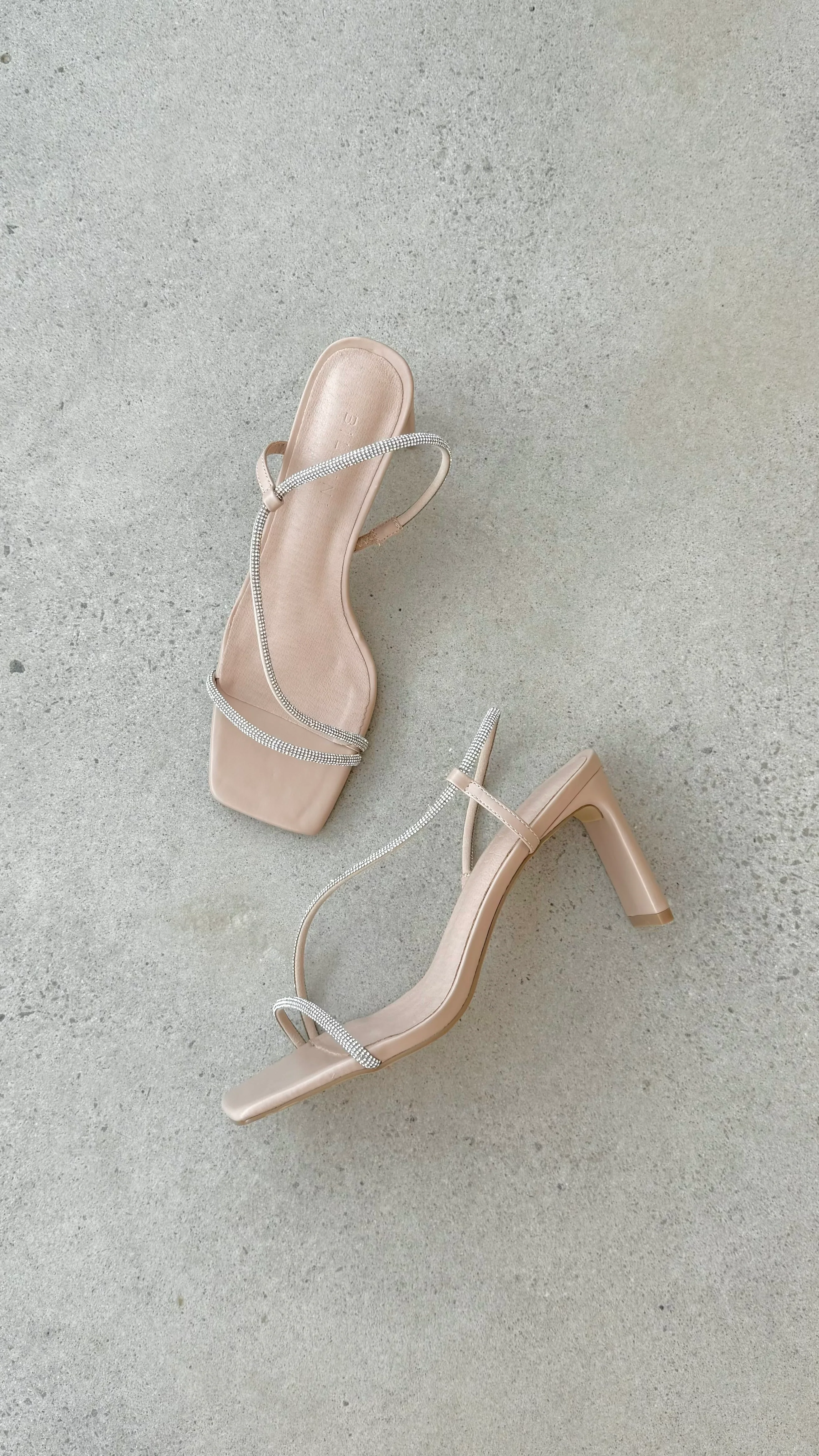 Kaye Heels - Nude Diamante