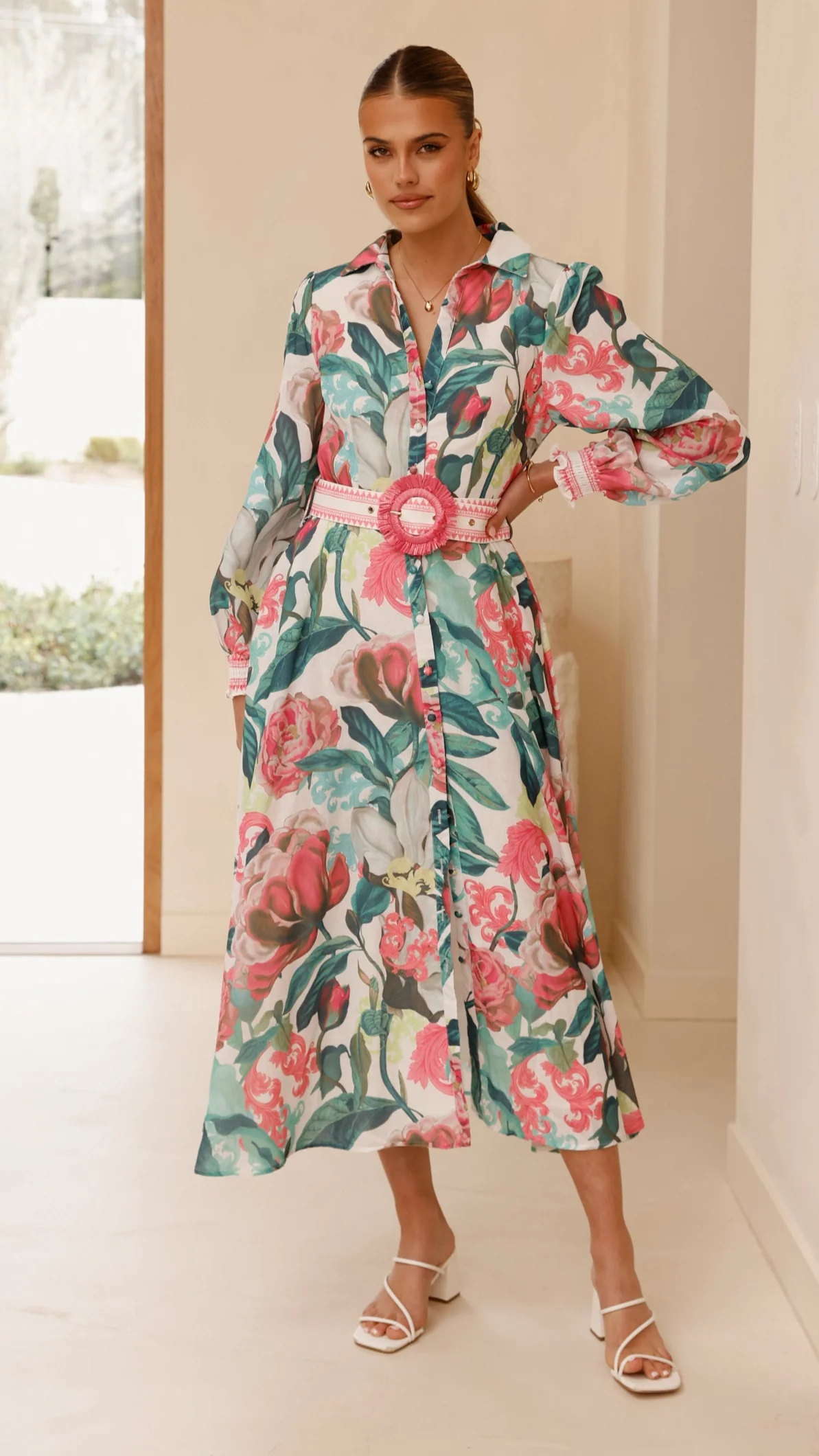 Aida Long Sleeve Maxi Dress - Spritz Pink