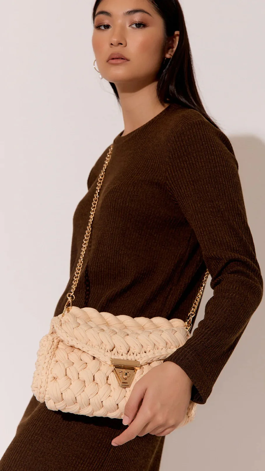 Annabel Chunky Plaited Handbag - Cream