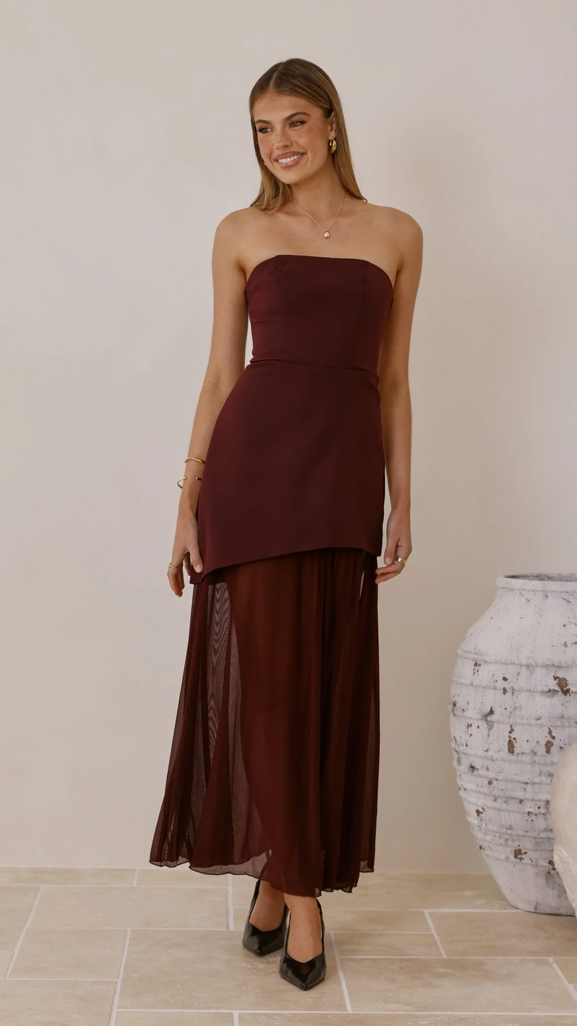 Fenella Asymmetrical Maxi Dress - Plum