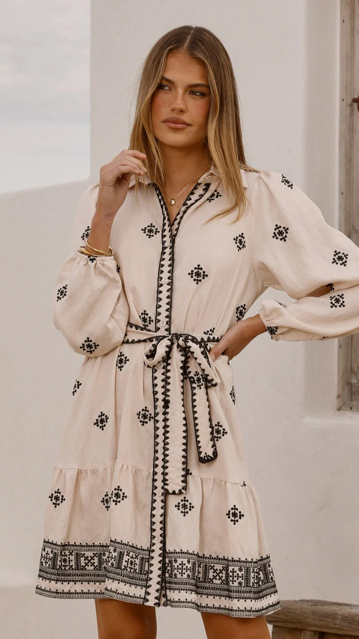 Delainey Mini Dress - Beige/Black