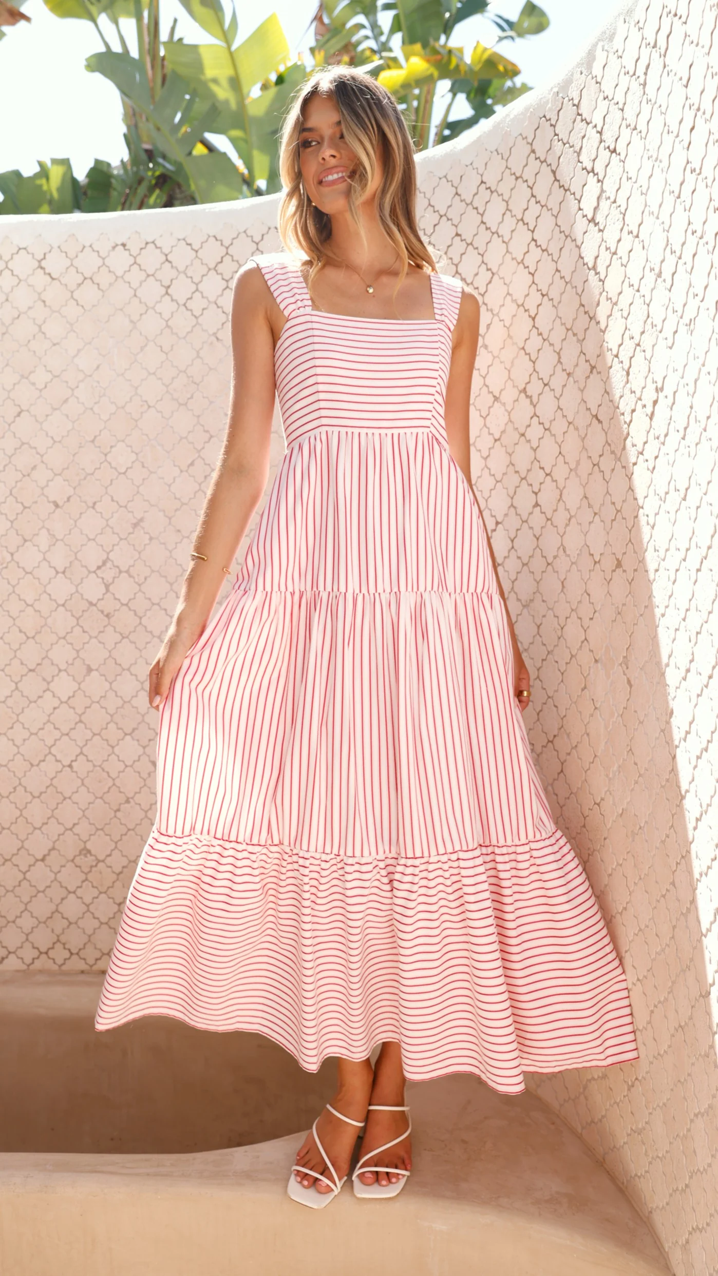 Laylah Maxi Dress - Red Stripe