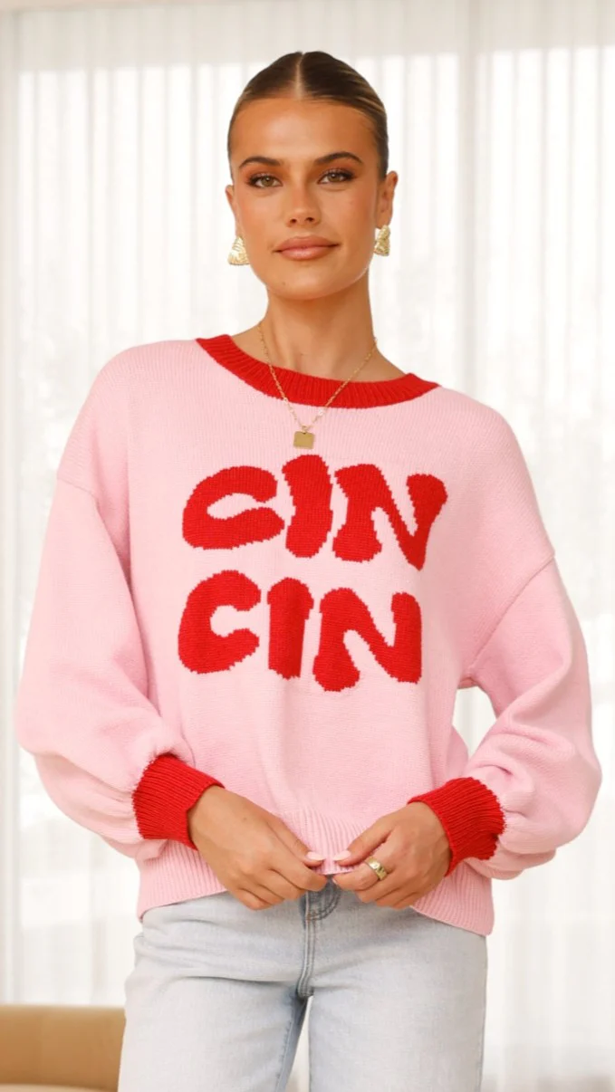 Cin Cin Sweater - Pink / Red