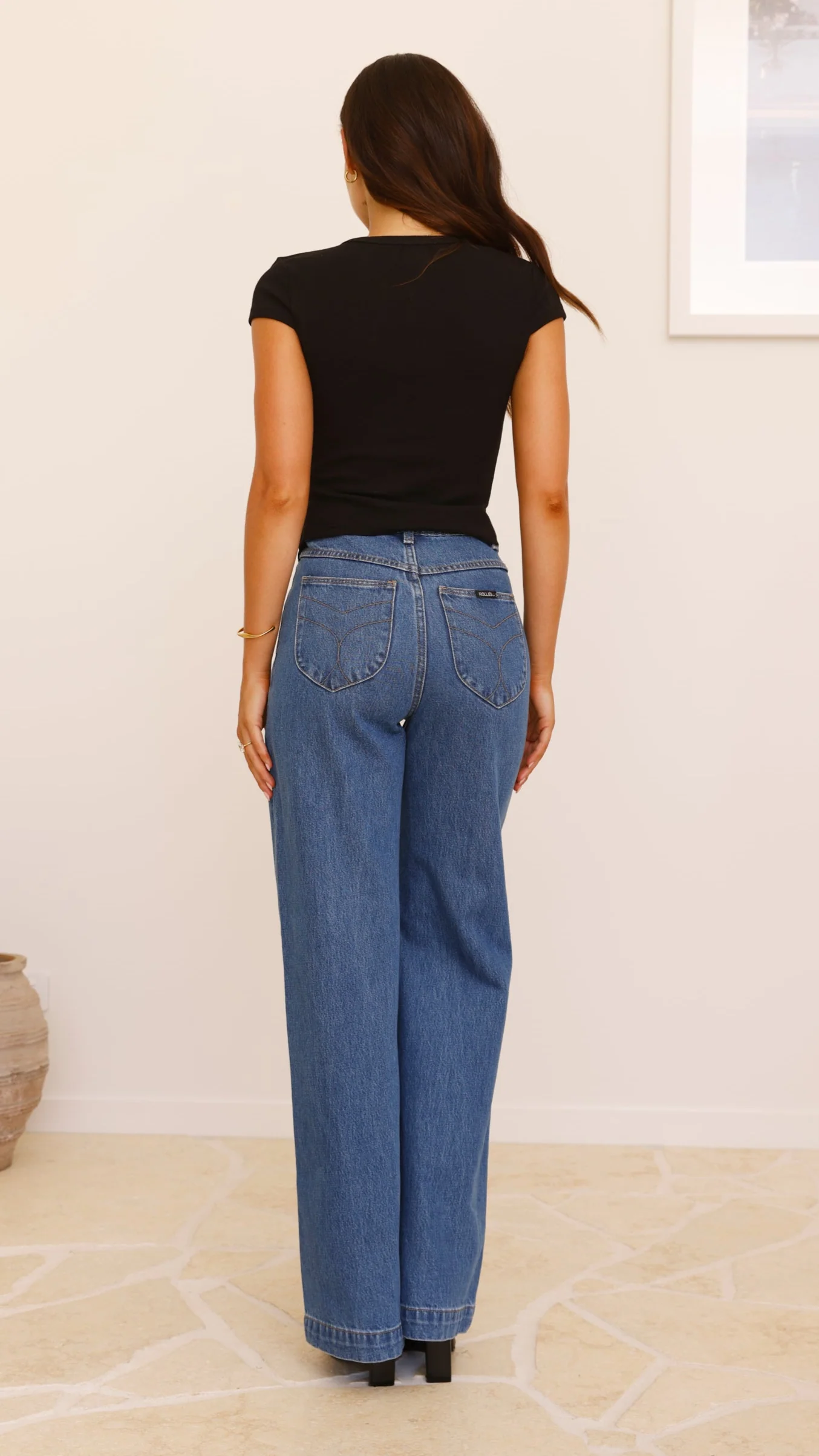 Elodie Ribbed Button Top - Black