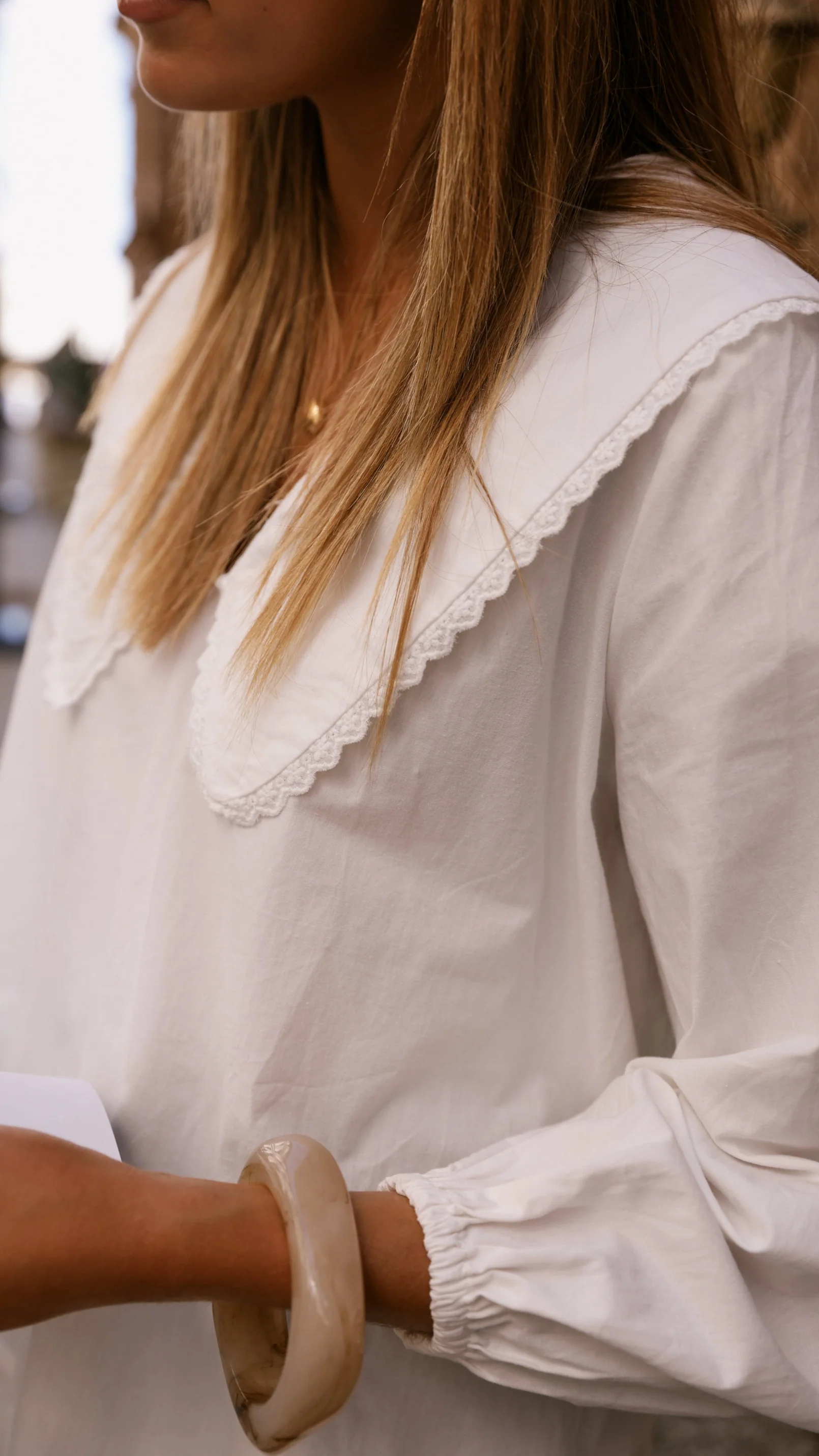 Blaire Collared Top - White
