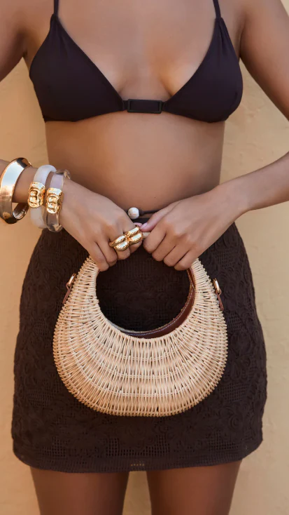 Gianna Handle Bag - Natural Rattan