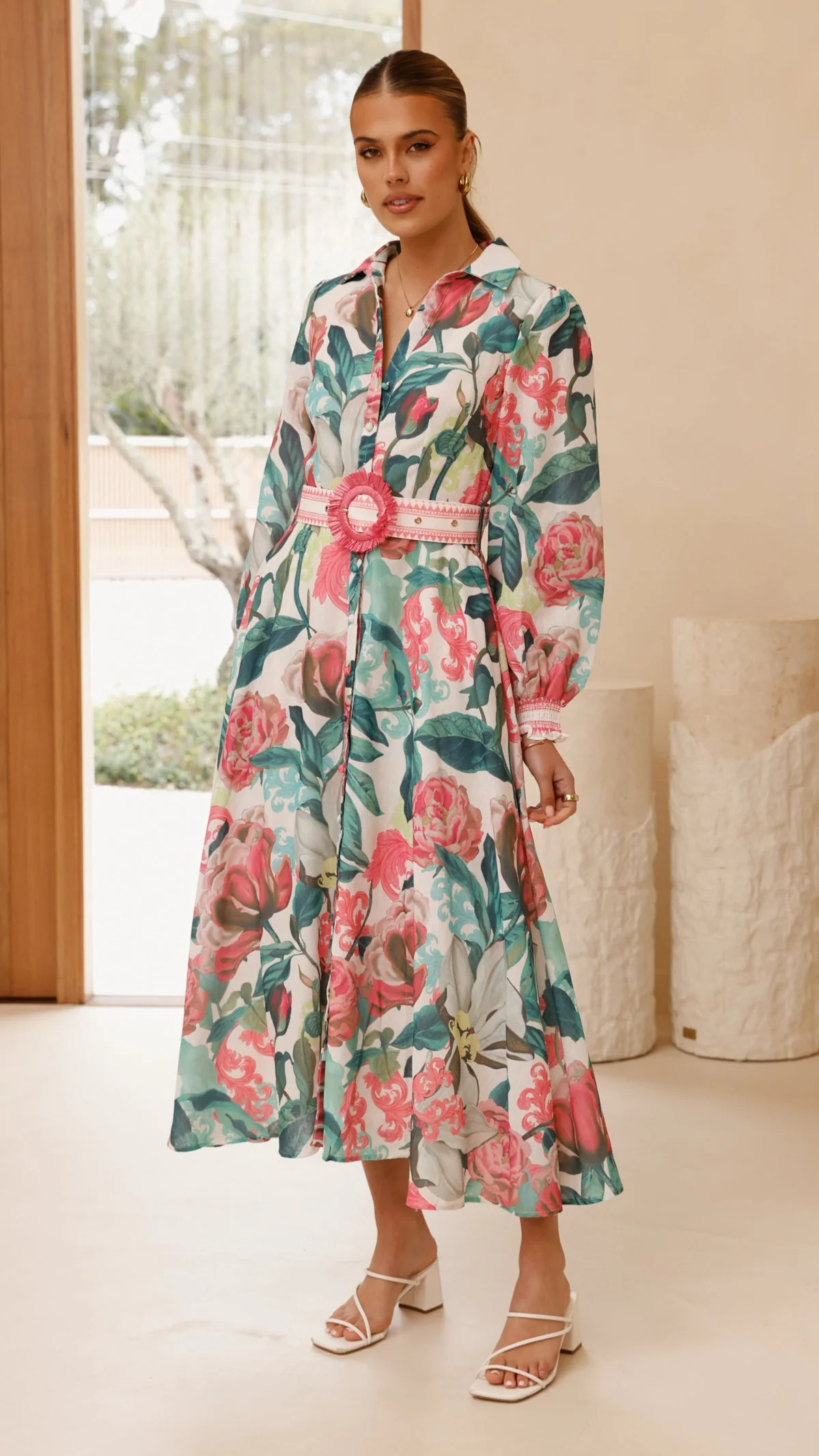 Aida Long Sleeve Maxi Dress - Spritz Pink