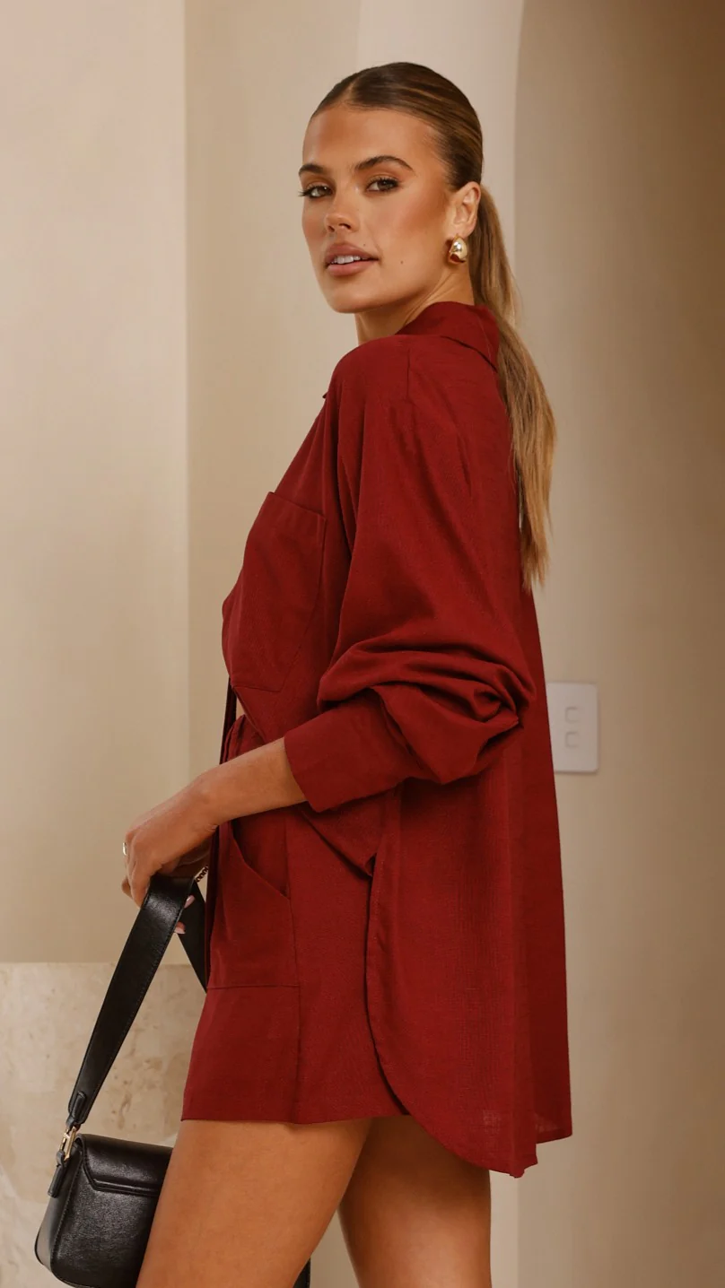 Charla Mini Skort - Burgundy