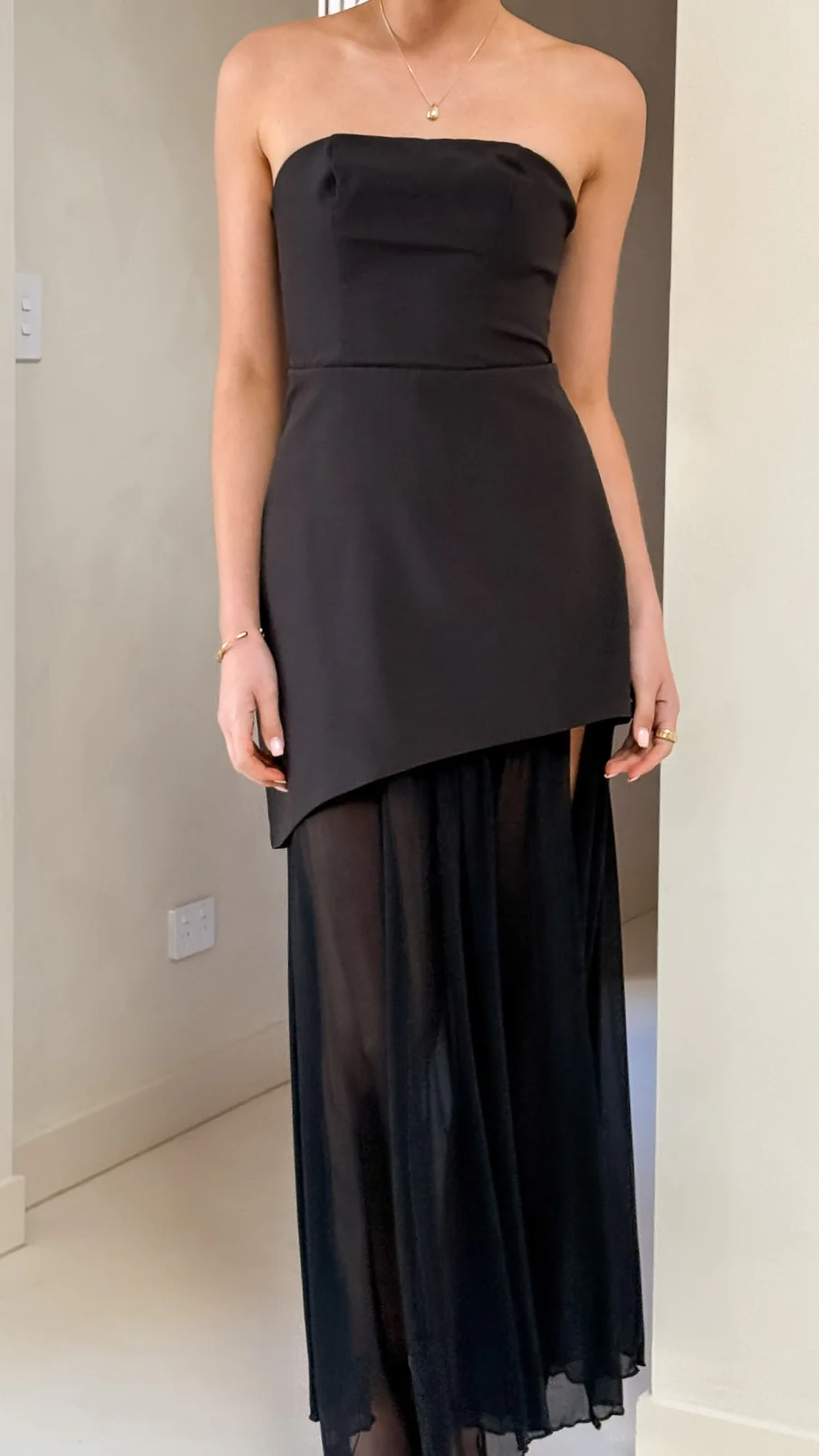 Fenella Asymmetrical Maxi Dress - Black