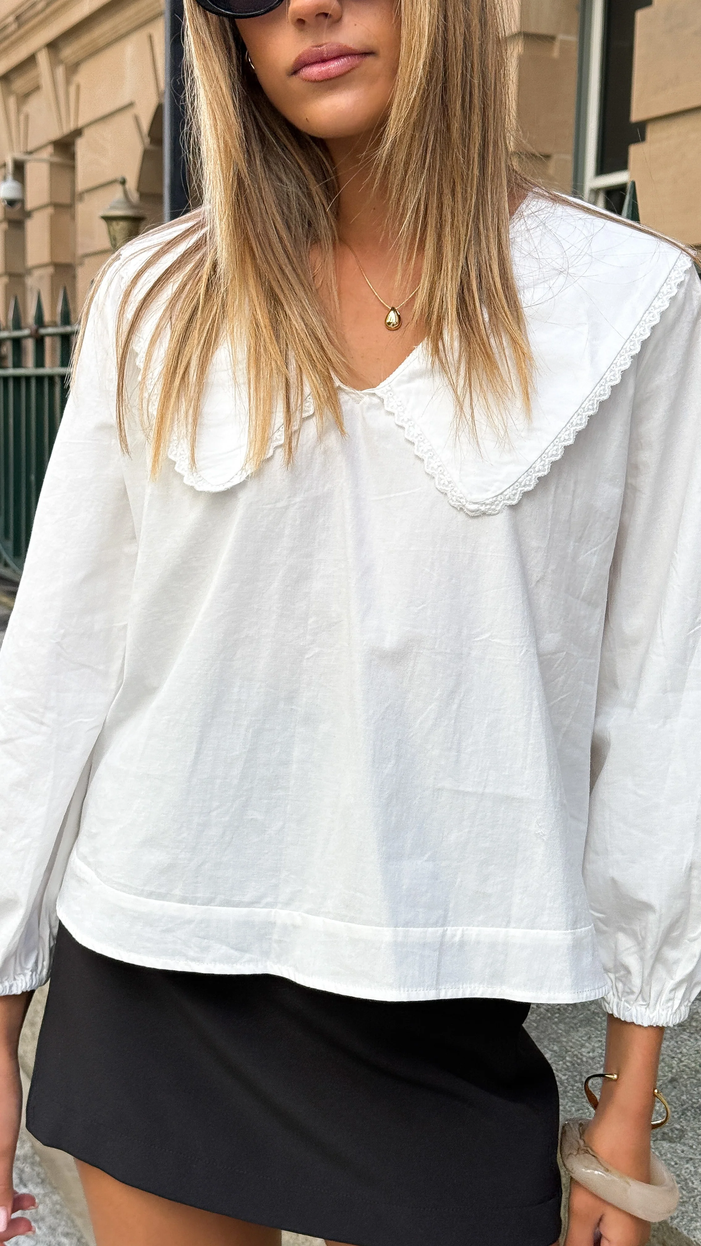 Blaire Collared Top - White