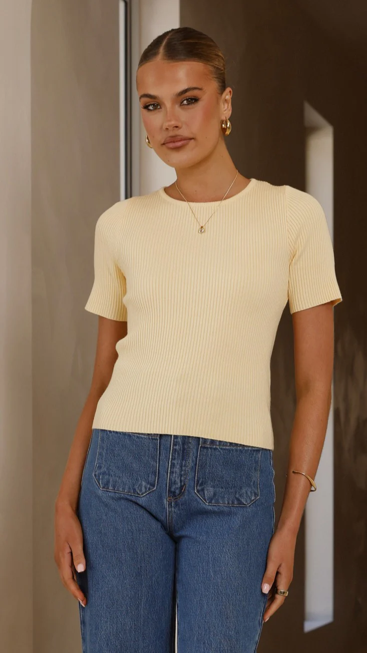 Laylin Ribbed Top - Yellow