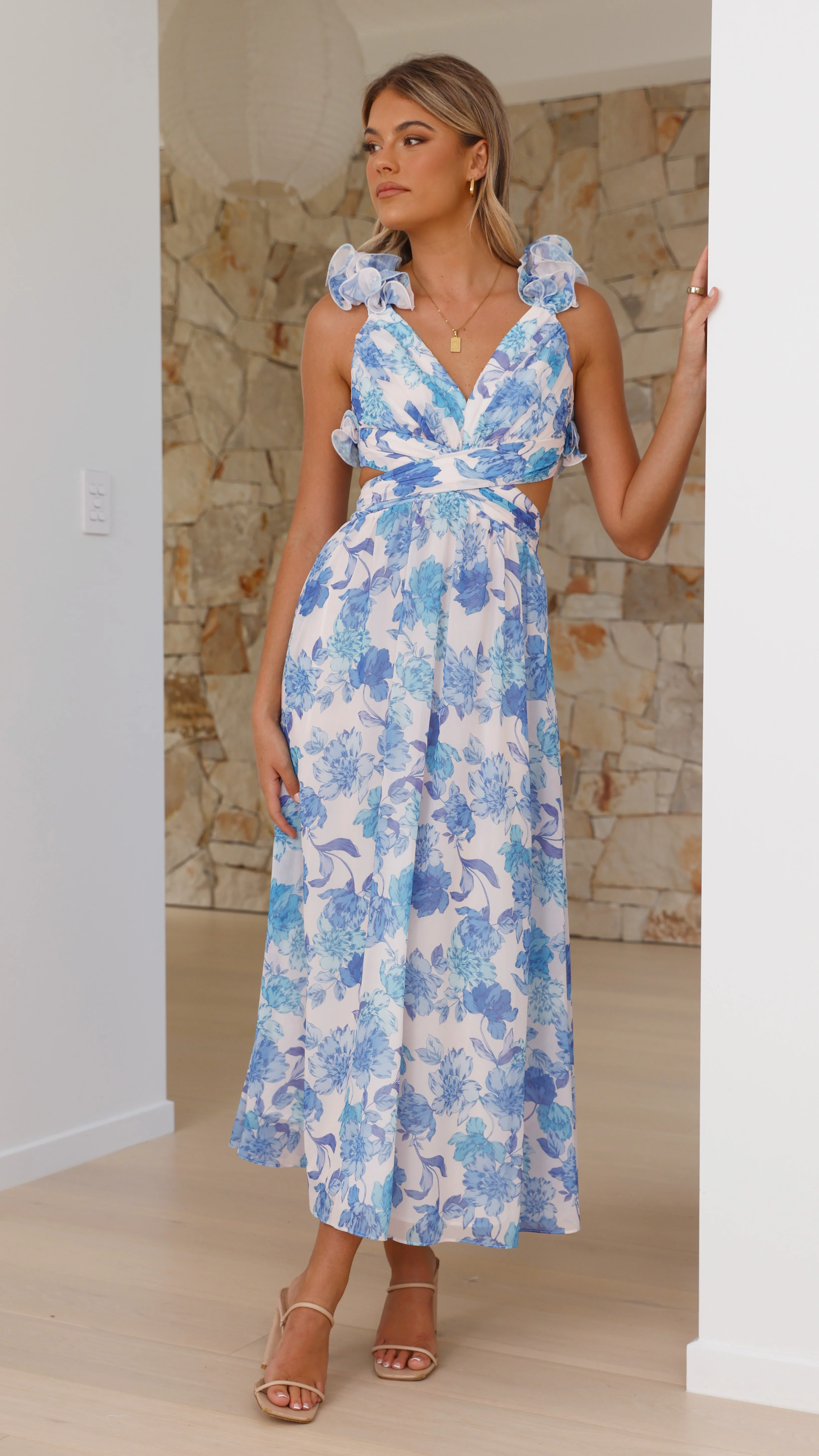 Galilhai Maxi Dress - Blue Floral