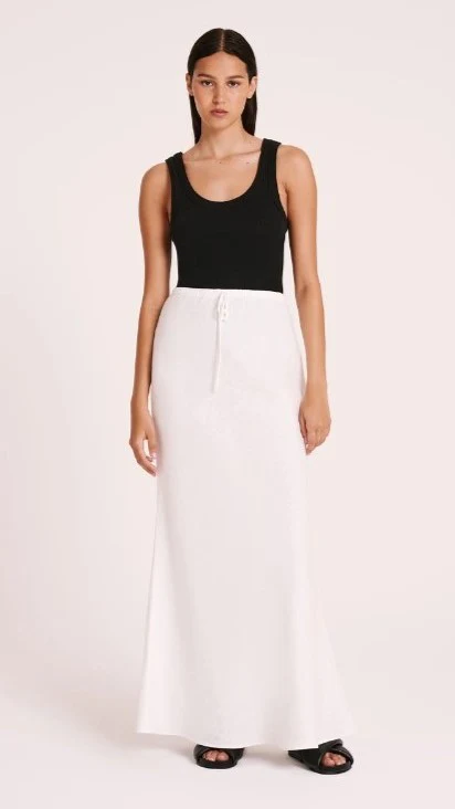 Amani Linen Maxi Skirt - White