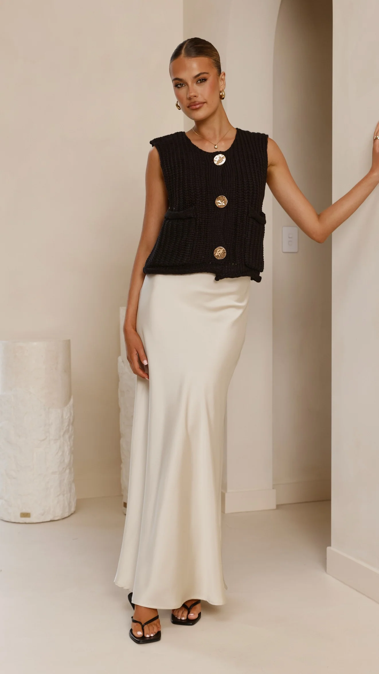 Darina Bias Cut Maxi Skirt - Champagne