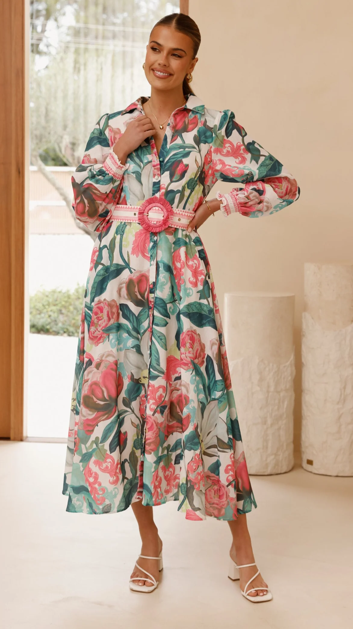 Aida Long Sleeve Maxi Dress - Spritz Pink