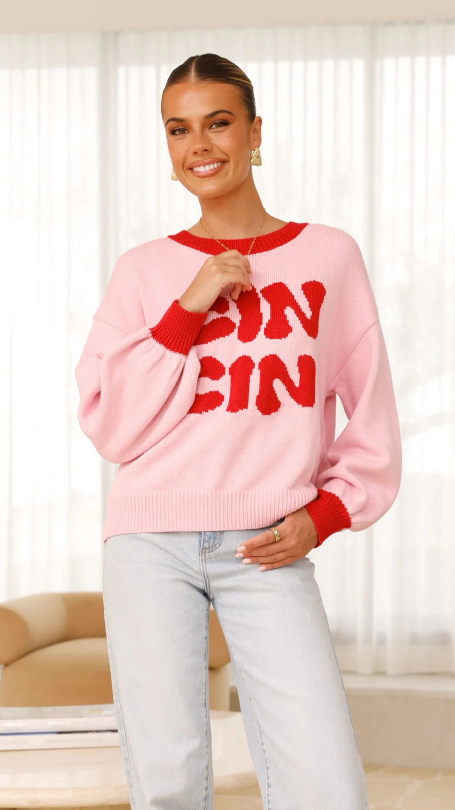 Cin Cin Sweater - Pink / Red