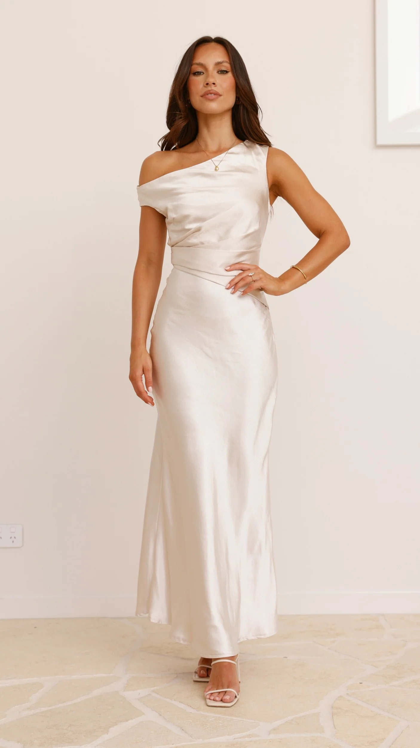 Auria Off Shoulder Maxi Dress - Champagne