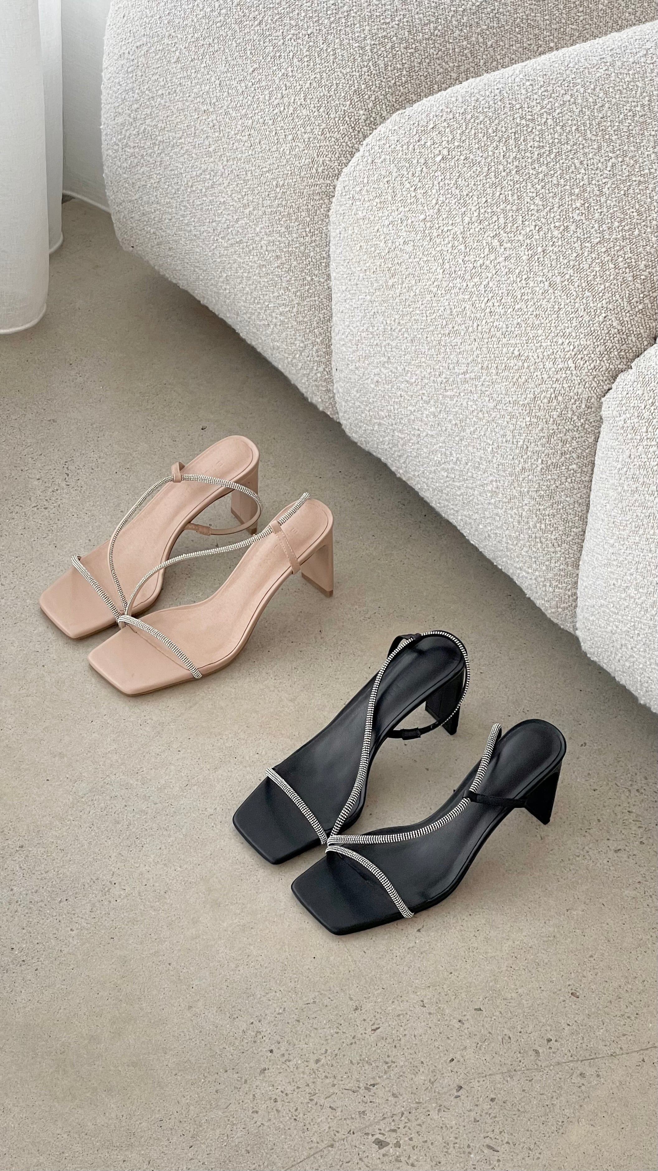 Kaye Heels - Nude Diamante