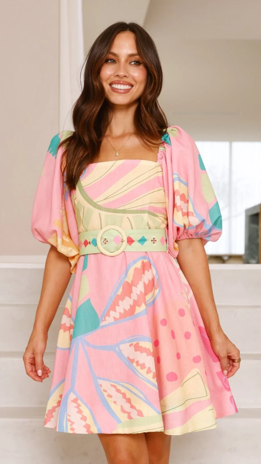 Blakely Mini Dress - Pink Multi