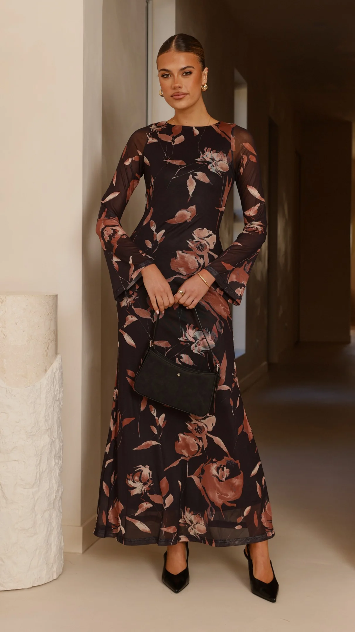 Koah Long Sleeve Maxi Dress - Flower Print